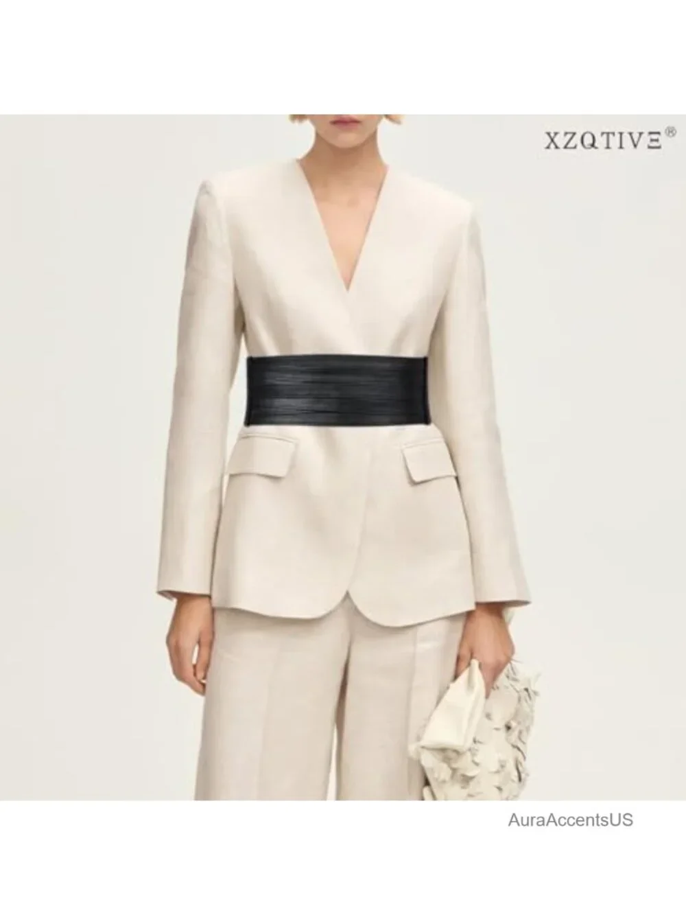 Wide Stretchy Elastic Corset Belt for Women Faux Leather PU